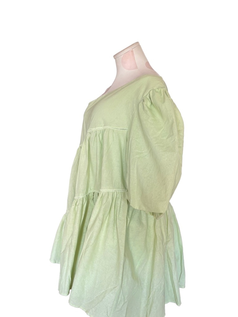 Showpo NWT green off shoulder puff sleeve babydoll mini dress - light green - 8 - Picture 6 of 10